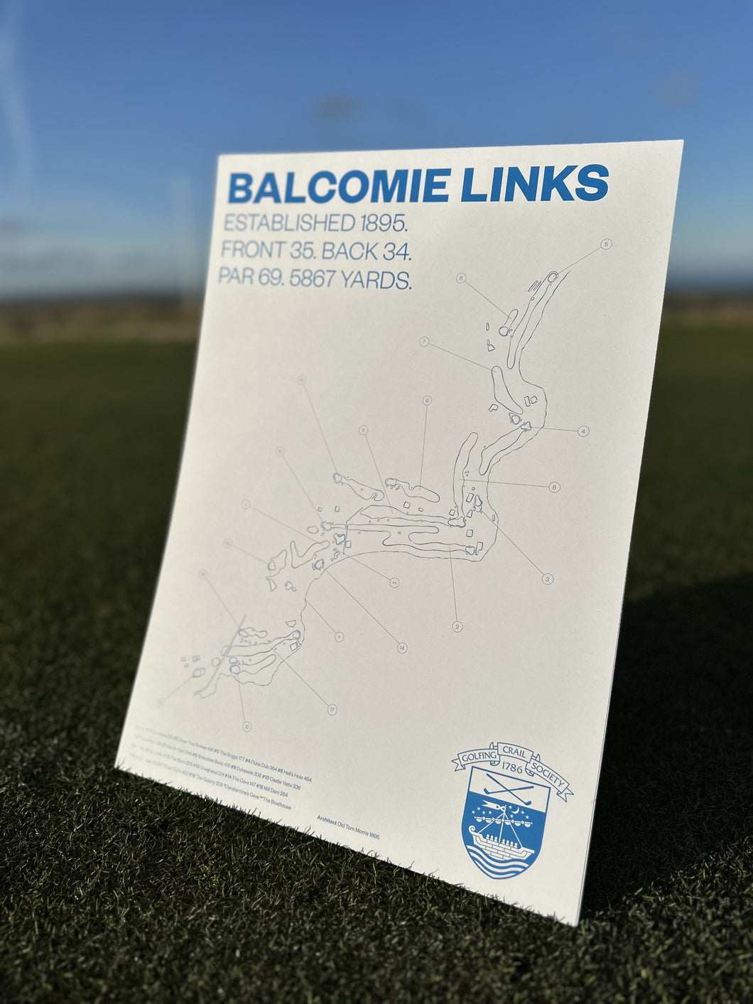 A3 Balcomie Links Sketch - Blue